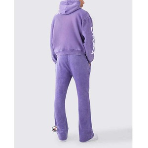 Ensemble de survêtement respirant pour homme MRI GROUP, violet, à capuche, design 2-en-1, 100 % coton, écologique, coupe classique, manches longues, lettres imprimées - Product Image 3