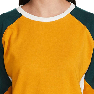 Sweat-shirt tricoté à col rond et manches longues pour femme, color-block, décontracté, respirant, en coton et fibre de bambou, pour l'automne - Product Image 6