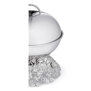 Magnifique réchaud à buffet argenté orné d'un support en filigrane floral et d'un couvercle bombé assorti, idéal pour les mariages et les événements - Product Image 6