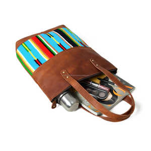 Bolso Tote de Cuero para Mujer, Gran Capacidad, Diseño Trenzado con Lona Reciclada en la Parte Posterior y Cierre de Cremallera, Venta al Por Mayor - Product Image 6
