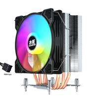 Ventilateur de refroidissement CPU Snowman MT4 RGB 5 couleurs à roulement hydraulique 12VDC 120x120x25mm en cuivre et aluminium pour boîtier d'ordinateur, 65 caloducs, 4 tubes, 3W