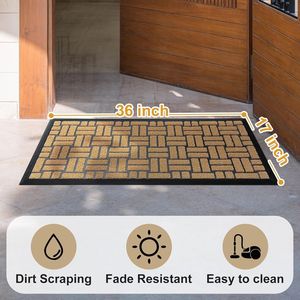 Tapis de bienvenue en fibre de coco jaune 36x17 pouces, antidérapant, intérieur/extérieur, profil bas, pour entrée principale, anti-salissures - Product Image 4