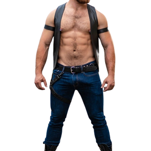 Camisas Formales de Cuero Negro para Hombre de Alta Calidad con Cierre Frontal y Diseño sin Mangas para un Estilo Moderno y Elegante - Product Image 4