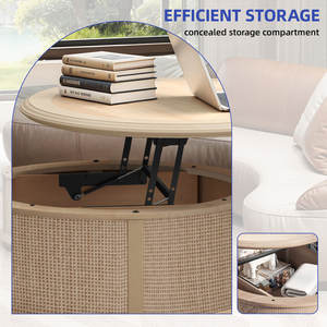 Breeze Rattan Lift-Top Coffee Table con elegante diseño de tambor Funcional y elegante - Product Image 6