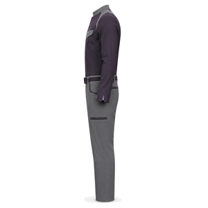 Ensemble chemise et pantalon de travail personnalisé gris-violet à manches longues avec poches utilitaires pour le personnel des installations - Vente en gros Fabricant - Product Image 2