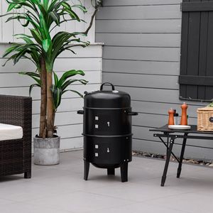 Grill Affumicatore Verticale a Carbone 3 in 1 con 2 Aree di Cottura e Termometro per Cucine Esterne, Barbecue da Campeggio - Product Image 2