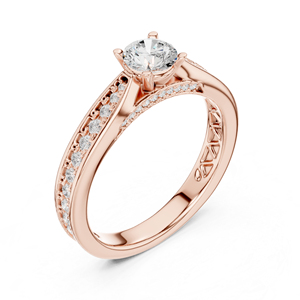 แหวนแต่งงานเพชรทรงกลมที่เพาะเลี้ยงในห้องปฏิบัติการ ทองคำ 14K สีโรสโกลด์สำหรับผู้หญิง |   เพชรเพาะเลี้ยงใหม่ - Product Image 4