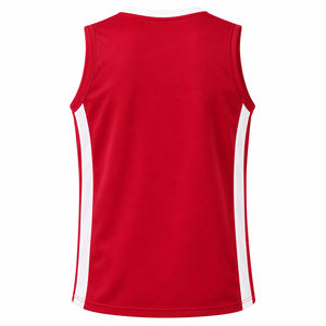 Camiseta Deportiva Personalizada de Baloncesto Roja sin Mangas con Cuello en V, Uniforme de Equipo Transpirable de Malla - Product Image 1
