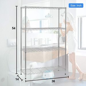 Étagère métallique à 4 niveaux réglable en hauteur, capacité de 450 kg, finition chromée - Product Image 3