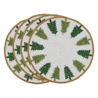 Napperon rond festif artisanal perlé pour Noël, tapis de table de luxe pour la décoration des repas de fêtes