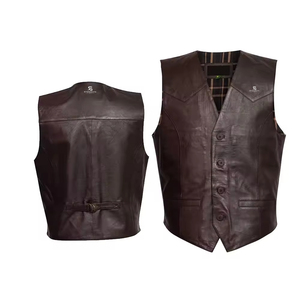 Men's Genuine <b>Leather</b> <b>Vest</b> OEM Adults Custom Wholesale Motorcycle Sleeveless Biker Jacket Vintage Casual Premium Outerwear - Product Image 3