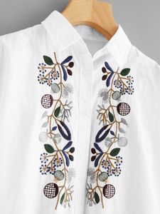 Premium White Cotton Embroidered <b>Shirt</b> for <b>Women</b> Full Sleeve Button Down Casual <b>Dress</b> Blouse for B2B Wholesale - Product Image 5