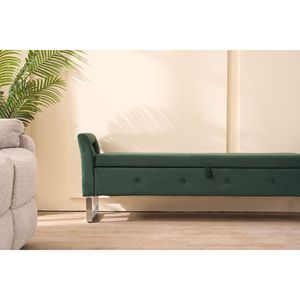 Panca Morbida in Velluto Verde da 172 cm con Braccioli e Vano Portaoggetti per Soggiorno, Ingresso e Camera da Letto - Product Image 3