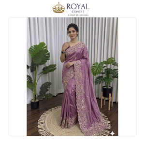 Vêtements traditionnels indiens pour mariage, vente exclusive, magnifique design, sari chocolaté avec broderie de sequins. - Product Image 5