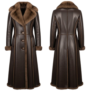 Abrigo Largo de Invierno Unisex de Cuero Genuino con Cuello Solapa, Manga Larga, Botones Frontales, Prenda Exterior Cálida, Moda Moderna - Product Image 5
