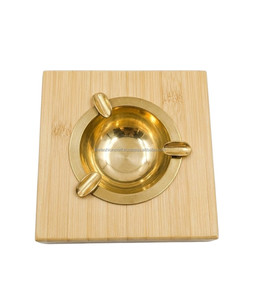 Cenicero Cuadrado de Bambú y Metal Clásico Personalizado para Oficina, Hogar, Mesa de Lujo - Product Image 2