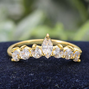 Unisex Yellow Gold Natural Stone Engagement <b>Ring</b> Brilliant Cut <b>Crown</b> Style Prong Setting Classic Design 18K Solid Gold Rhodium - Product Image 1