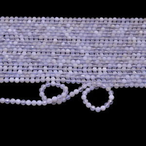 Perles de chalcédoine AAA 3mm-4mm micro-facettées en forme de rondelle, chalcédoine bleue naturelle, pierres semi-précieuses, perles en vrac pour la création de bijoux - Product Image 2