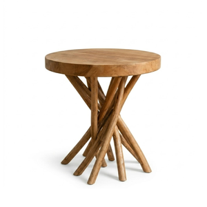 ARTERRA Premium Round Side <b>Table</b> Teak Branch Wood Art Rustic Accent Furniture for Living Room Bedroom Home Decor - Product Image 1