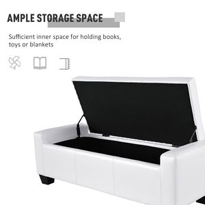 50.5\" White Faux Leather Rectangular Tufted Storage Ottoman <b>Stool</b> for Home <b>Office</b> Living Room Entryway or Bedroom - Product Image 6