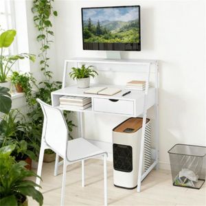 White Home Office <b>Desk</b> for Computer <b>Study</b> Writing - Product Image 1