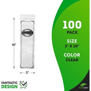 Paquete de 3 bolsas de cigarros con cremallera de plástico transparente fino, 100 bolsas pequeñas con cremallera que se pueden volver a cerrar, humidores seguros a prueba de manipulaciones de 2 mil de espesor - Product Image 2
