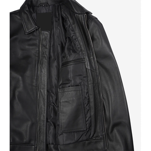 2026 OEM Most Trending Genuine Black Cowhide <b>Leather</b> <b>Jacket</b> For Men's 100% High Quality Low MOQ Plus Size <b>Winter</b> Fashion <b>Jackets</b> - Product Image 4