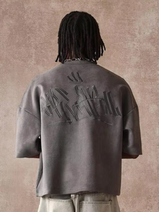 Camisetas de hombre al por mayor estilo streetwear, negras lavadas, oversize, bordadas, de algodón grueso, corte boxy, vintage, personalizadas, proveedor de EE. UU. - Product Image 4
