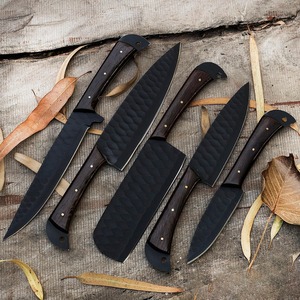 Ensemble de 5 couteaux de cuisine en acier carbone Viking Art, couteaux de chef faits à la main, ambidextres, professionnels, manches en bois - Product Image 3