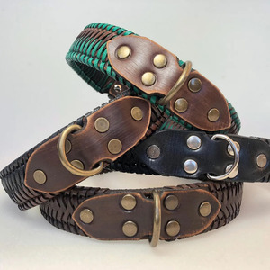 Handmade premium leather pet collar featuring <b>braided</b> design for comfort strength and fashionable appearance in low price - Product Image 5