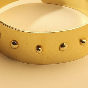 Minimalist and handmade Gold Plated Wide Cuff <b>Bracelet</b> – Luxury Studded Statement Open Bangle <b>for</b> <b>Women</b> - Product Image 2