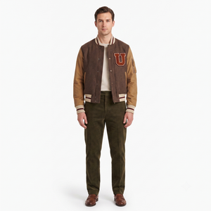 Chaqueta Varsity de Lana Personalizada para Hombre, Mangas de Cuero, Parche de Chenille, Chaqueta Bomber Letterman, Abrigo de Béisbol Estilo Urbano OEM, Proveedor 3XL - Product Image 1