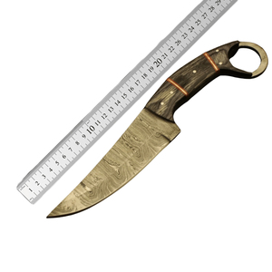 Drop Point Hunting Knife Damascus Steel Blade Wood Handle 0.6mm Thickness Straight Edge DIY Grade - Product Image 5