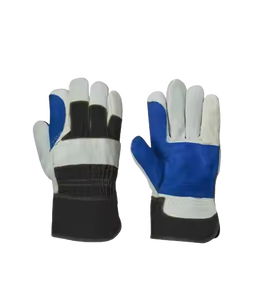 Meilleurs gants de travail en cuir de vachette pleine fleur de qualité supérieure, paume renforcée, protection des mains, gants de sécurité avec manchette caoutchoutée CE - Product Image 2