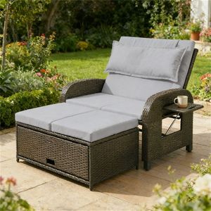 Poltrona Letto da Esterno Grigia per Giardino - Product Image 1