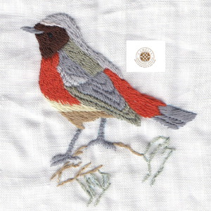 Serviette en lin avec broderie de robin, une broderie raffinée qui convient aux présentations de table élégantes. - Product Image 3