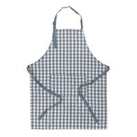 Celemek Dapur Tanpa Lengan Gaya Prancis Biru Modern Motif Garis Bahan Poliester dengan Kantong untuk Membersihkan dan Memasak Penggunaan di Rumah