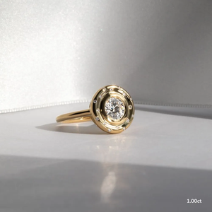 OM GEMS 14K Solid Gold 1.0 CT Round Cut Lab Diamond Halo <b>Ring</b> Fine Jewelry for Women Vintage Inspired Handmade <b>Indian</b> Jewelry - Product Image 4