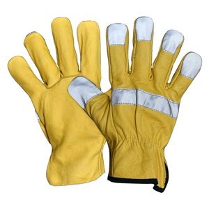 High Quality Cowhide Leather <b>Driver</b> <b>Gloves</b> Heat/Fire Resistant 11 oz Reflective HI Vis Industrial Safety Working <b>Gloves</b> Hand - Product Image 1
