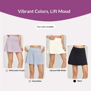 Jupe de sport trapèze pour femme, taille haute, douce, couvrante, avec short de sécurité anti-roulement, pour fitness en extérieur et tennis, avec poche - Product Image 3
