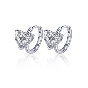 Boucles d'oreilles en or blanc avec diamants taille cœur, couleur D, certifiées IGI, style classique, bijoux de mariage pour femme - Product Image 1