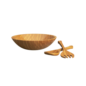 Ensemble de service moderne et écologique en bois naturel, bol à salade en bois d'acacia avec ustensiles de service, articles de cuisine pour la table à manger à la maison - Product Image 4