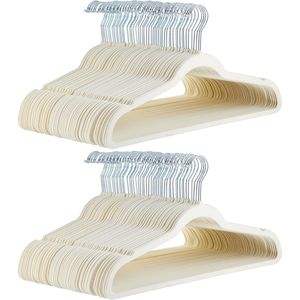 Confezione da 100 Grucce Antiscivolo Salvaspazio Avorio/Beige per Abiti e Organizzazione Armadio - Product Image 1