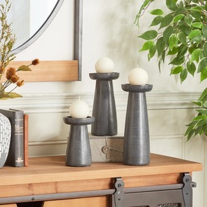 Ensemble de 3 porte-bougie en bois rustique moderne, support décoratif naturel pour bougies, pour centre de table, mariage, à prix avantageux - Product Image 2