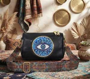 Sac bandoulière noir en PU avec perles et œillets, fermeture éclair, sac à main de luxe, bandoulière réglable, tendance pour femme, Pâques - Product Image 1