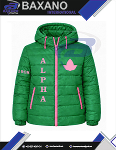 อัลฟ่า |   คาปา |   เสื้อแจ็คเก็ตพัฟเฟอร์มีฮู้ด Alpha Sorority สำหรับผู้หญิง แจ็คเก็ตวาร์ซิตี้แบบควิลท์ ปักลาย 1908 แจ็คเก็ตฤดูหนาวบุฉนวนอุ่น - Product Image 4