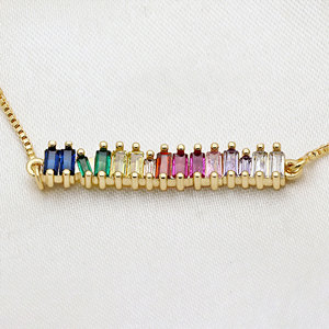 925 Sterling Silver Gold Plated <b>Rainbow</b> CZ Bar <b>Bracelet</b> for Women Adjustable Slider Chain <b>Bracelet</b> Colorful Gemstone Jewelry - Product Image 2