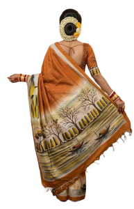 Sari imprimé à la main, tissu en soie pure Bishnupuri, pour femmes, Inde, Pakistan, Bangladesh, sari traditionnel - Product Image 2
