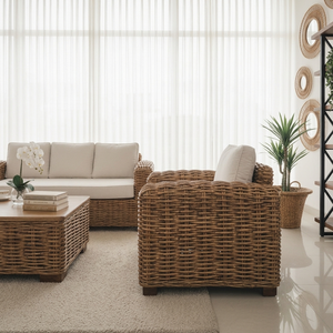 Luxury Handwoven Rattan Armchair Modern Tropical Wicker Dining Chair Comfortable Soft Cushion Eco-Friendly Apartment - Product Image 4