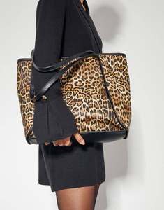 Sac fourre-tout en cuir véritable à imprimé léopard pour femme, sac à bandoulière décontracté, grande capacité, sac à main tendance pour usage quotidien - Product Image 1